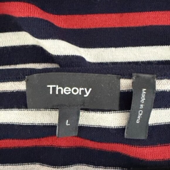 Theory Striped Boat Neck Sweater (Large) - Picture 3 of 4